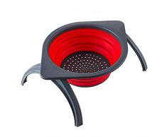 WOHAO Sieb Küche Faltbare Seiher mit Support Stand Obst und Gemüse Filterkorb Filter Faltbare Ablass Griff Küche Tool-red_China