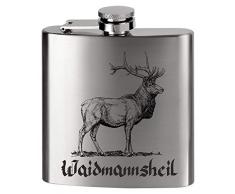 KMC Austria Design Flachmann Metall - Bedruckt anstelle Gravur - für den Jäger & Jagdt Fan - Waidmannsheil Hirsch