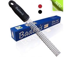BADANIS® Profi Zester & Parmesanreibe - Käsereibe für viele Käsearten, Zitronenreibe, Muskatreibe, Zester Reibe, Küchenreibe mit rasiermesserscharfen & robusten Edelstahl Klingen inkl. Schutz & Pinsel