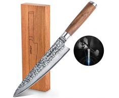 adelmayer® Damastmesser Küchenmesser 20 cm handgeschliffen nach Art des bergischen Landes-Sehr scharfe robuste Klinge aus 67-lagigem japanischem Damaststahl - Ergonomischer Walnuss-Griff + Geschenkbox