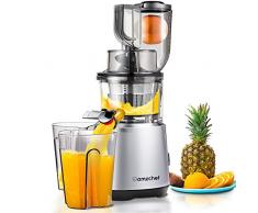 AMZCHEF Entsafter Slow Juicer Kauen Kältepresse Entsafter Höherer Saftertrag Saftpresse mit Ruhiger Motor Umkehrfunktion Wide Caliber Reinigungsbürste Saftbehälter für Gemuese und Obst 240W