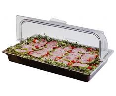Gastro-Bedarf-Gutheil Kühlsystem GN 1/1 Kühlschale Komplettset mit Rolltop Haube und 2 Kühlakku Kühltablett Schale für Buffet Brunch Wurstplatte Fischplatte Fleischplatte Käseplatte