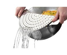 Ibili Sieb für Töpfe 728100, Abtropfhilfe für Kochtöpfe, Siebaufsatz, halbrund, aus Edelstahl, Durchmesser 26 cm