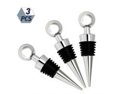 You&Lemon 3 Stück Wein Stopfen Metall Weinflaschenverschluss Silikon Wein Weinverschluss für die Weinsammlung Rotwein Champagner Bier Saver Sealer