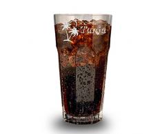 Longdrinkglas mit Gravur - Cocktail-Glas 480 ml - Barglas personalisiert mit Namen - Geschenk-Idee zum Geburtstag - Motiv Urlaub unter Palmen