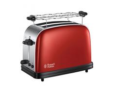 Russell Hobbs Toaster Colours+ rot, 2 extra breite Toastschlitze, inkl. Brötchenaufsatz, 6 einstellbare Bräunungsstufen + Auftaufunktion, Schnell-Toast-Technologie, 1670W, 23330-56