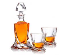 polar-effekt 3-TLG Karaffe Gläser Whisky-Set - Geschenkset aus Glas - Whiskey Dekanter 800ml mit 2 Whiskygläser 300ml für Rum, Scotch, Cognac - Geschenk-Idee für Männer - mit Geschenkbox