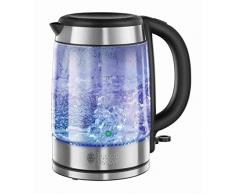 Russell Hobbs Wasserkocher, Glas, 1,7l, 2200W, LED Beleuchtung, 1-Tassen-Option, Edelstahl, herausnehmbarer Kalkfilter, Wasserstandsanzeige mit Füllmengenmarkierung, Teekocher 21600-57