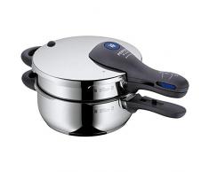 WMF Perfect Plus Schnellkochtopf Set 2-teilig 4,5l + 3,0l, Schnelltopf 22 cm, Cromargan Edelstahl poliert, Induktion, 2 Kochstufen, Einhand-Kochstufenregler