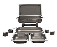 Gastro-Bedarf-Gutheil Chafing Dish Speisenwärmer mit 3 GN-Behälter 2 x 1/2 GN und 1/1 GN Tiefe 65 mm + 2 Dosen Sicherheitsbrennpaste Fire Paste