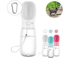 COTOP Tragbare Hund Wasserflasche, Haustier Wasserspender Antibakterielle Lebensmittelqualität Auslaufsicher Hund Katze Reisen Trinken Flasche Schüssel, Pet Outdoor Trinkbecher(550ml,Weiß)