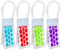 com-four® 4 Flaschenkühler für verschiedene Getränkeflaschen (04 Stück - rot+ blau+grün+lila - 24.5x10x10 cm)