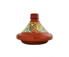 Marokkanische Tajine Topf zum Kochen | Schmortopf glasiert Chaouen Ø26cm 1-3 Personen | inklusive Rezept und Gebrauchsanweisung | ORIGINAL Tontopf handgetöpfert aus Marokko