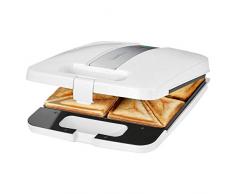Clatronic ST 3629 4-fach Sandwichtoaster, Dreieckige Sandwichplatten, Automatischer Temperaturregler, 1200 Watt, Edelstahleinlage, Antihaftbeschichtung, 2 Kontrollleuchten, weiß