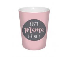 infinite by GEDA LABELS Beste Mama der Welt Porzellanbecher V-Mug, Porzellan, rosa/grau, 8,5 x 8,5 x 10 cm