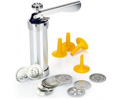 com-four® Gebäckpresse mit 20 Aufsätzen und 4 Spritzaufsätzen - Plätzchenpresse zum Backen - Spritzgebäckpresse - Gebäckspritze - Kekspresse