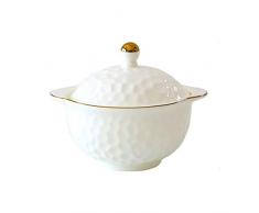 Hkwshop Souffléförmchen Keramik Wasserdicht Stew Vogelnest Kleine Stew Cup Lid Bone China Mini Suppentopf Doppel Ohr Tablett Dessert Cup Bowl Ramekins & SoufflDishes Auflaufformen