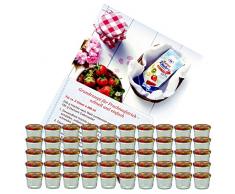 MamboCat 50er Set Sturzglas 230 ml Marmeladenglas Einmachglas Einweckglas to 82 Obst Dekor Deckel incl. Diamant-Zucker Gelierzauber Rezeptheft