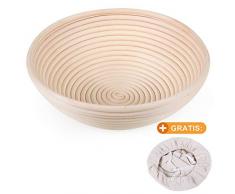 Edaygo Gärkörbchen mit Leineneinsatz Brotschale Brotform Gärkorb Rund für Brot bis zu 0,9 kg Teig, Ø 25 cm