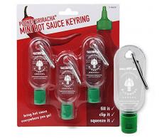 Mini Sriracha Taschen Flasche - Hot Chili Sauce Schlüsselanhänger - Deine Heiße Soße Für Unterwegs - 3 Pack (ohne Inhalt) – 35 ML Kapazität - Für Reisen Wandern Ausflug Camping Feier Party Büro
