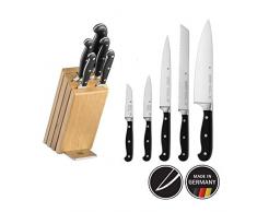 WMF Spitzenklasse Plus Messerblock mit Messerset 6-teilig, 5 Messer geschmiedet, 1 Block aus Eichenholz, Performance Cut, Spezialklingenstahl