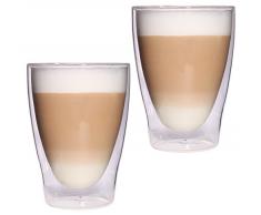 Feelino Lattechino doppelwandige Latte Macchiato-Gläser, 2er-Set 300ml XL Thermo-Gläser mit Schwebe-Effekt im Geschenkkarton