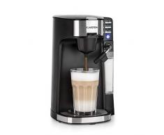 Klarstein Baristomat Heißgetränkeautomat mit integriertem Milchaufschäumer- 2-in-1 Kaffee-Maschine,1435W, 350ml Milchbehälter, zwei Brühgruppen, für Kaffee, Tee, Cappuccino & Latte Macchiato, schwarz