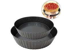 mengger tarteform hebeboden 2pcs Quicheform Antihaftbeschichtung mit abnehmbaren Basis Tortenform Boden Kuchenform Rund Quiche Tarte Form zum Backen Backform Quiche Pfanne