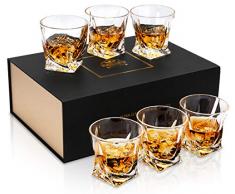 KANARS Whiskey Gläser Set, Bleifrei Kristallgläser, Whisky Glas, 6-teiliges, 300ml, Luxuriös Geschenk