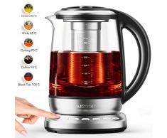 Aicook Glas Wasserkocher, 1.7L wasserkocher mit temperatureinstellung, 2200W, Schnellkochfunktion, 120 Minuten Warmhalten, herausnehmbarer Kalkfilter, Auto-Off, BPA-Frei [Energieklasse A+++]