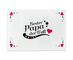 Wandkings Glasschneidebrett mit Schriftzug Bester Papa der Welt - Desgin wählbar - Glasschneideplatte, Schneidebrett aus Glas, Frühstücksbrettchen - MOTIV 4