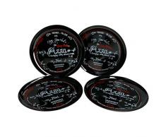 MamboCat 4X Pizza-Teller mit Motiven Nero schwarz Ø 32cm I 4er-Set Teller rund mit Aufschrift in Rot und Weiß I Servierplatte I Vorspeisen-Teller 4 Personen I Pizza-Plate Kitchenware I Gastro-Zubehör