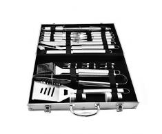 KFMJF 26Pcs Grillkoffer Heavy Duty Komplette Grillset Edelstahl Grillbesteck Mit Aluminium Aufbewahrungskoffer Männer Camping Grillen