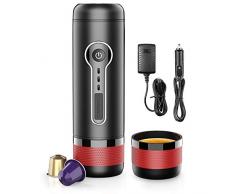 CONQUECO Tragbare Espressomaschine, Elektrische 12V Reise Kaffeemaschine für auto, Kompatibel mit Nespresso und LOR Originalkapseln (15 Bar Druck,mit wiederaufladbarem Akku)