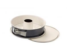 Dr. Oetker Springform mit Flach- und Rohrboden Ø 26 cm BACK-TREND, Kuchenform mit 2 Böden, Stahl-Backform mit keramisch verstärkter Antihaft-Beschichtung (Farbe: creme/anthrazit), Menge: 1 Stück