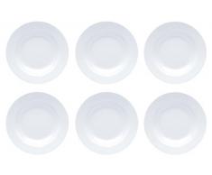 Teller Porzellan Weiß Speiseteller Suppenteller Dessertteller Pastateller Schüssel 6 Stück Set Modell-Auswahl, Modell:22 cm Ø Teller tief