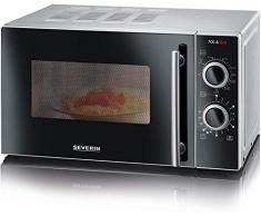 SEVERIN MW 7875 2-in-1 Mikrowelle (700W, mit Grillfunktion, Inkl. Grillrost und Drehteller, Ø 24,5 cm) silber /schwarz