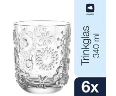 Leonardo Trinkglas Fiorita, Gläser-Set mit Innen-Relief, Saft-Gläser mit Blumen-Muster, 340-ml Füllvolumen, 6-teilig, 037794