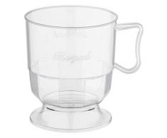 Silverkitchen 60x Einweg Henkeltasse transparent 200ml | Plastik Tasse mit Aufschrift Royal | Robustes Einweggeschirr hochwertige Qualität | für Kaffee Tee Glühwein Weihnachtsmarkt Catering