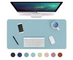 Knodel Tischunterlage, Schreibtischunterlage, 80 x 40cm PU-Leder Tischunterlage, Laptop Tischunterlage, wasserdichte Schreibunterlage für Büro- oder Heimbereich, doppelseitig (Hellblau / Silber)