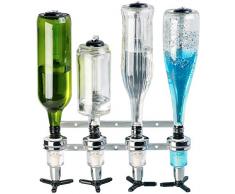 Rosenstein & Söhne Bar Butler: Aluminium-Flaschenhalter und Dosierer, 4-fach, für Wandmontage (Bar Flaschenhalter)