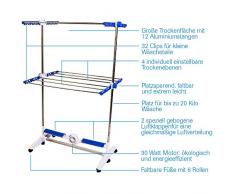 Mediashop NuBreeze | mobiler Wäschetrockner | Wäscheständer | Standtrockner | Turmwäscheständer | 2 Etagen | 12 Aluminiumstangen | 30 Watt Motor | 1x Hänger für Kleiderhaken | Das Original aus dem TV