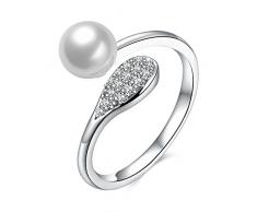 iLove EU 925 Sterling Silber Ring Silber Weiß Muschel Perle Löffel Verstellbare Größe Hochzeit Verlobung Eheringe Elegant Offen Damen