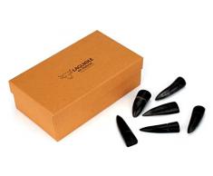 Laguiole en Aubrac PORTE6BU - 6 Edle Messerbänkchen aus dunkler Büffelhornspitze