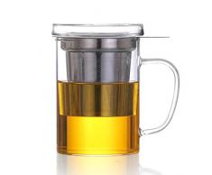 Teebereiter Dexlue mit Tee-Filter, Tee-Sieb und Deckel - Tee-Zubereiter Tea-Maker & Tee-Tasse in Einem; ca. 450 ml