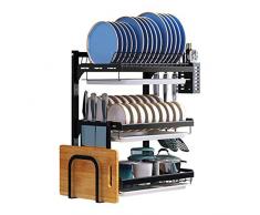 ZJZ Abtropfgestell, Geschirrabtropfgitter, Geschirrkorb 201 Edelstahl Abtropfständer, Wandmontierter Küchenständer, perforierte Installation, 41,2 * 26,6 * 55,5 cm