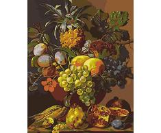 DIY vorgedruckte Leinwand Ölgemälde Erwachsenen Obstpresse digitale Malerei Kit Home Home Dekoration 40x50cm (mit Rahmen)