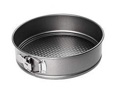 KADAX Springform, runde Backform aus Stahl mit Antihaftbeschichtung, Flachboden, Druckknopf, Ring, Kuchenform für Torten, Kuchen, auslaufsicher, Tortenform, Silber (Durchmesser: 24 cm)