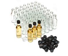 50 leere Mini Glasflaschen 50ml kleine Falschen zum Befüllen mit Schraubverschluss 5cl Probierflaschen Alkohol Likörflaschen Schnapsflaschen Ölflaschen Essigflaschen 3cm x 12cm hoch