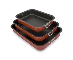 Menax - Professional Antihaft Backblech-Set, 3-teilig - Kuchenblech - Doppel-Antihaftbeschichtung - Made in Italy